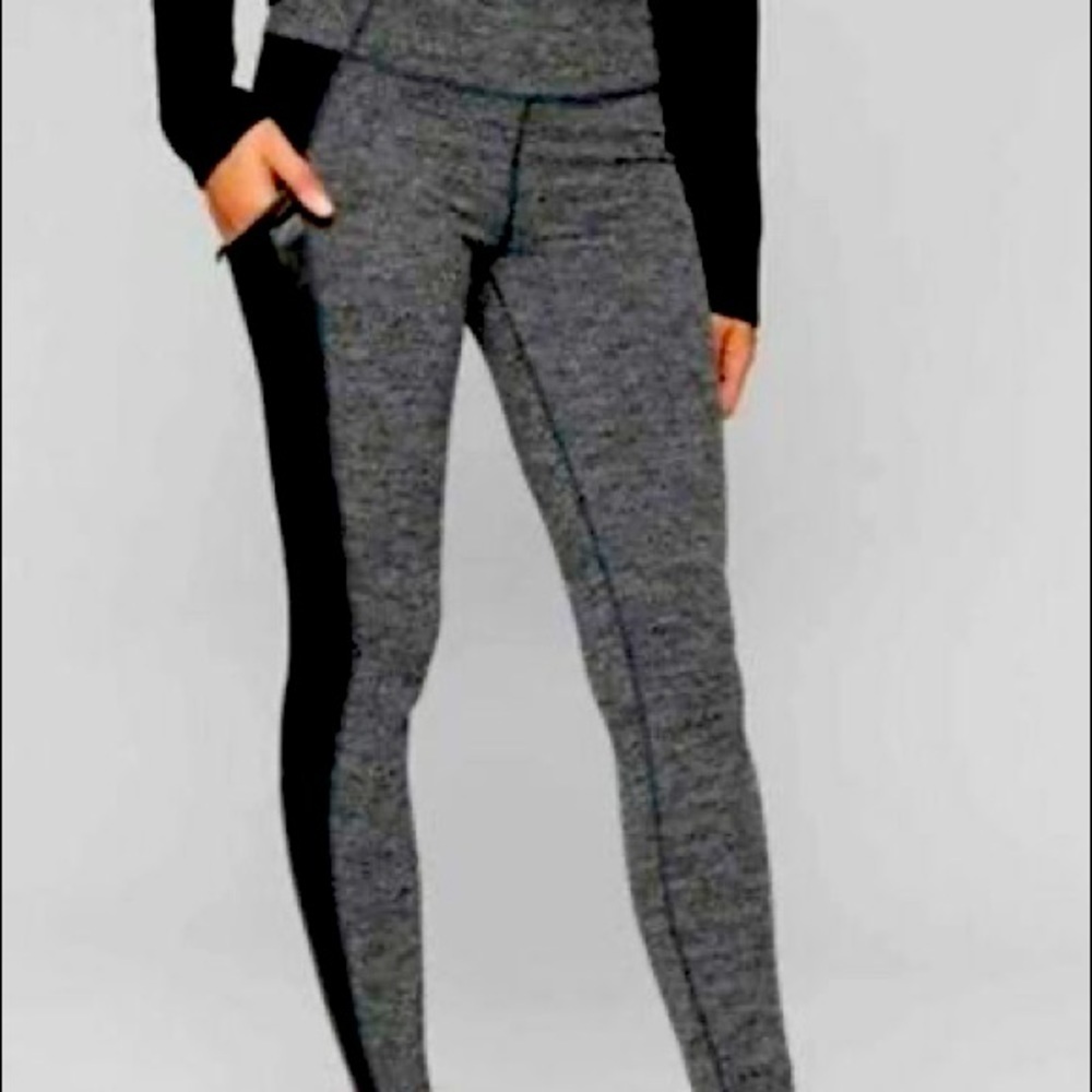 Athleta Herringbone Luxe Metro Drifter Leggings Black Gray